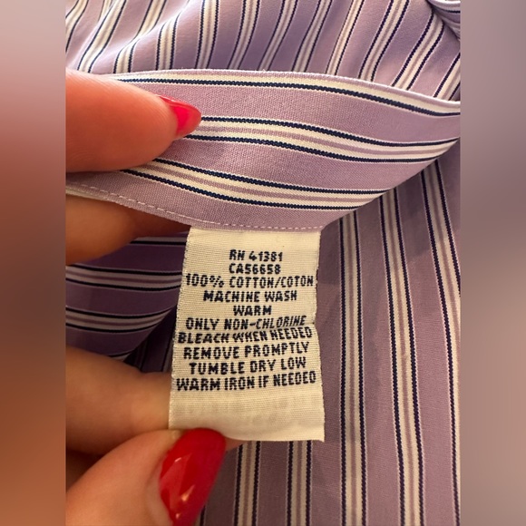 Ralph Lauren Shirting Stripe Button Down Sport Shirt In Lavender/Piink 16 1/2 - Picture 2 of 5